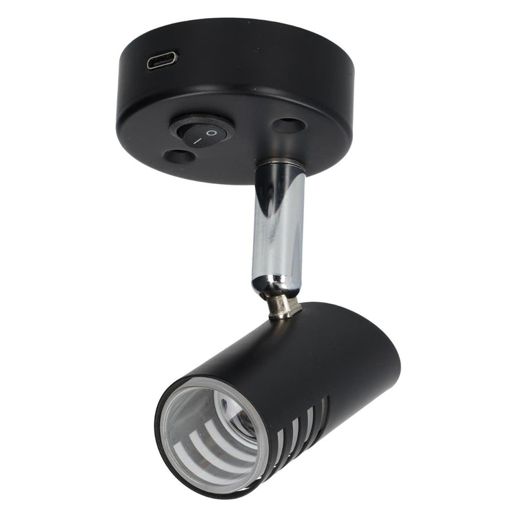Sao opbouwspot led met schakelaar en usb-c - zwart - zonder verkoopverpakking