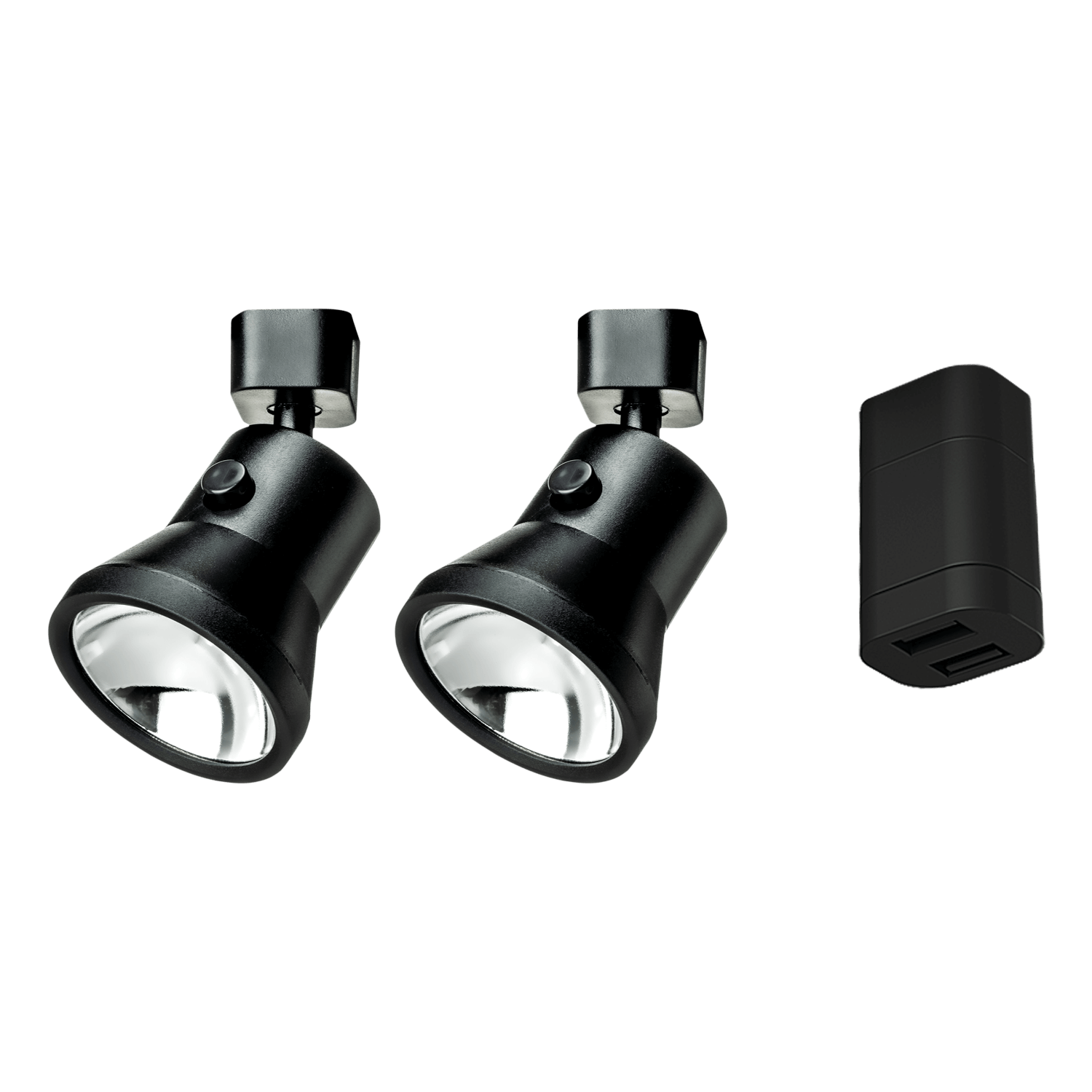 Starterset - 2x lanciano spotlight zwart groot + dubbele usb-a aansluiting