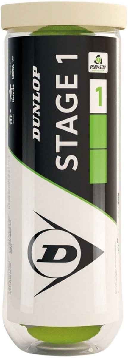 Dunlop stage 1 tennisballen - 3 stuks- groen geel