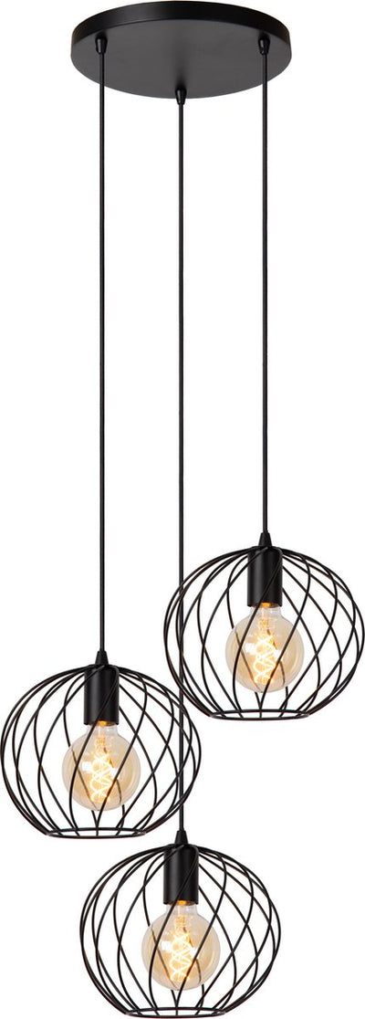 Lucide danza - hanglamp - ø 50 cm - 3xe27 - zwart
