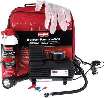 Hp reifenpannen-set flat tire set 4 pcs. incl. compressor