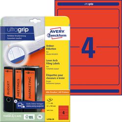 Rugetiket 4766 avery 61x192mm rood 80 stuks