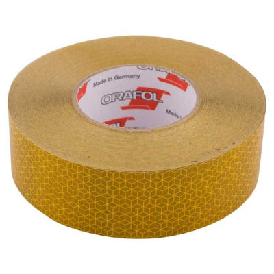 Reflecterende tape 50 mtr geel
