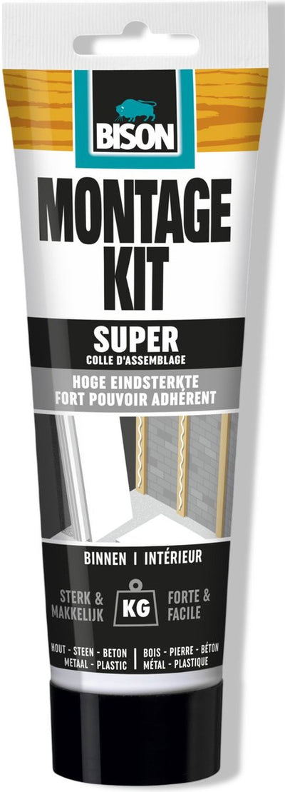 Bison montagekit super tube 200 g, extra sterk, montagelijm, bevestigen, hoge eindsterkte, binnen en buiten, blijvend elastisch, extra sterk, vullend eenvoudig in gebruik