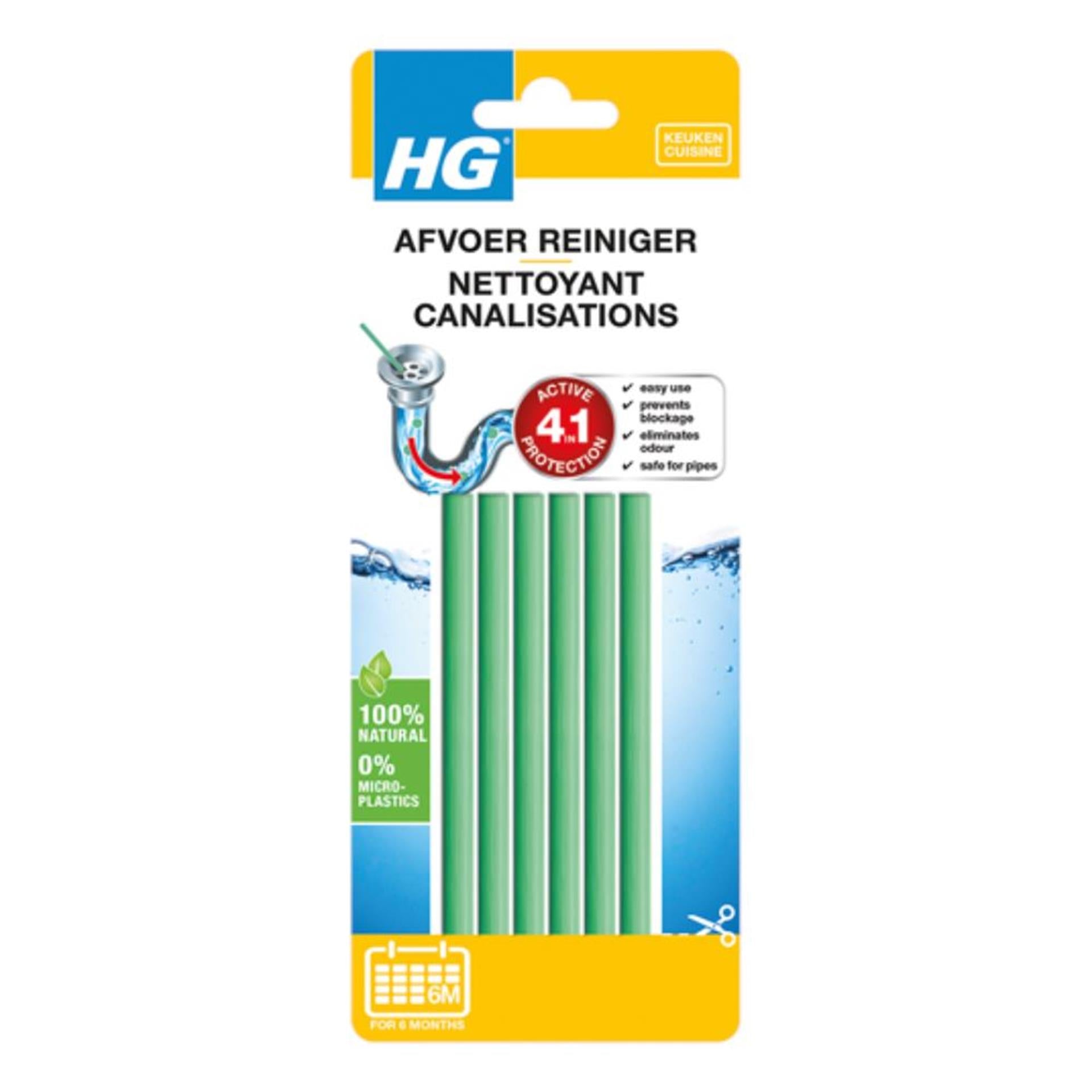 Hg afvoerreiniger sticks kaart a 6 stuks. 100% naturaal, 0% microplastics