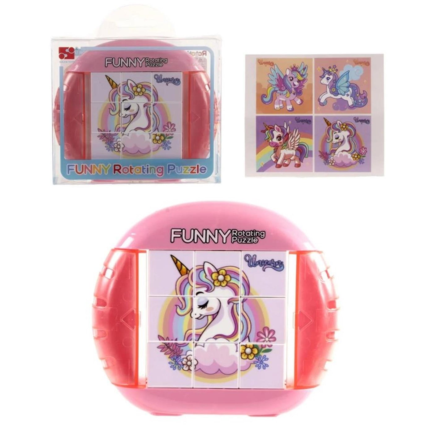 Rotating unicorn puzzel 12cm in pvc box