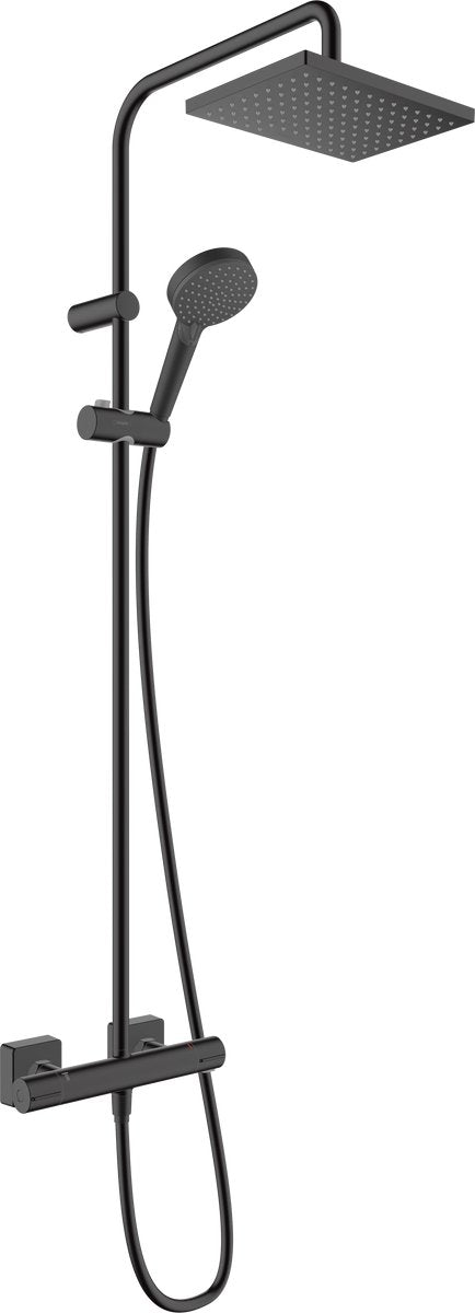 Hansgrohe vernis shape - showerpipe - ecosmart waterbesparend - 230mm maat - 1 straalfunctie - mat zwart - met thermostaat