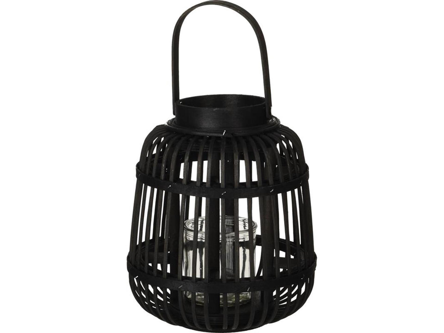 Home styling lantaarn bamboe 19x24cm zwart