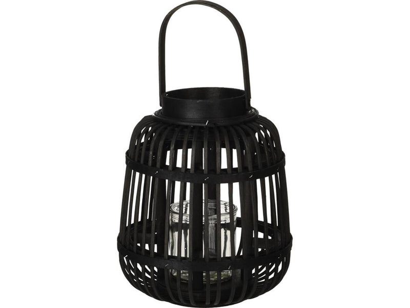 Home styling lantaarn bamboe 19x24cm zwart
