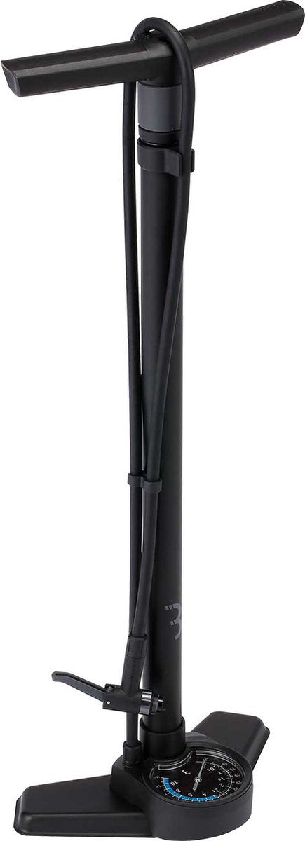 Bbb cycling airswitch fietspomp met drukmeter - 11 bar 160 psi - ventielen: dunlop, presta schräder - hoge druk vloerpomp racefiets en mtb - zwart - bfp-41
