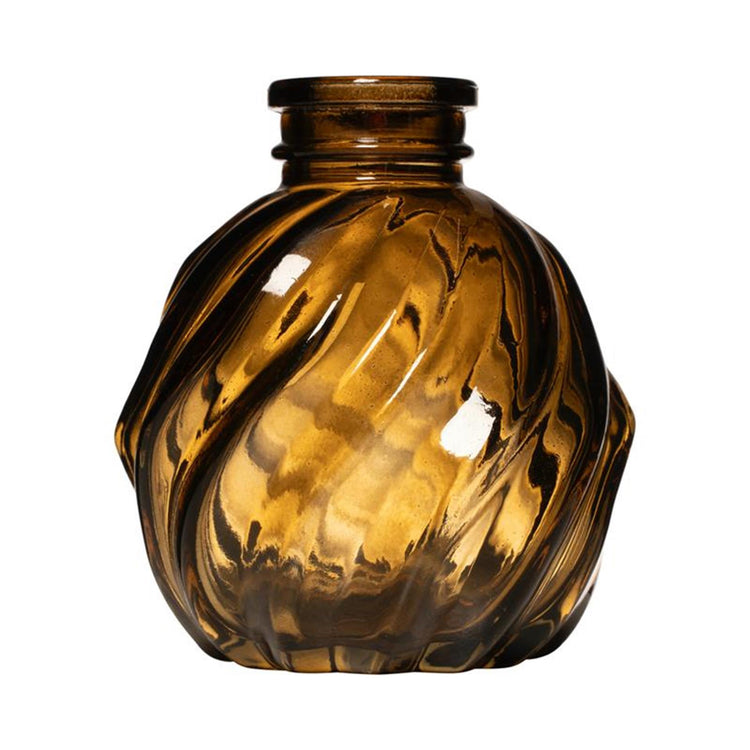 Hakbijl glass gabi swirl flesvaas taupe ø6xh8cm