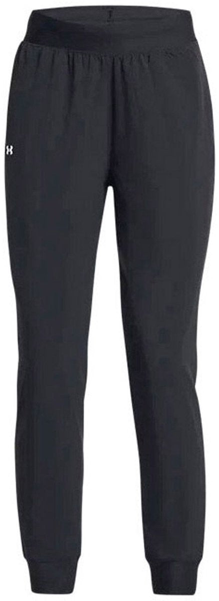 Under armour ua rival hi rise woven pant-blk dames sportbroek - zwart - wit