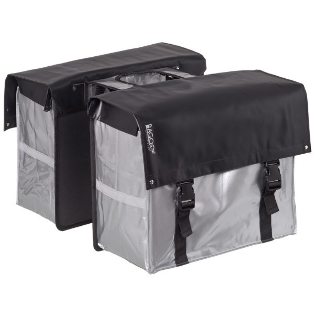 Bagoo bisonyl dubbele fietstas 58l zwart zilver