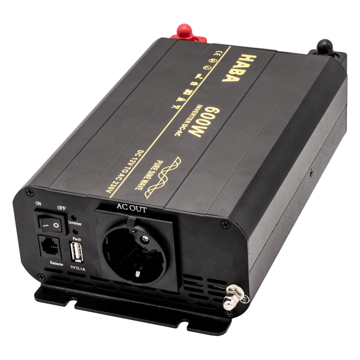 Pure sine wave omvormer camper en caravan - 600w