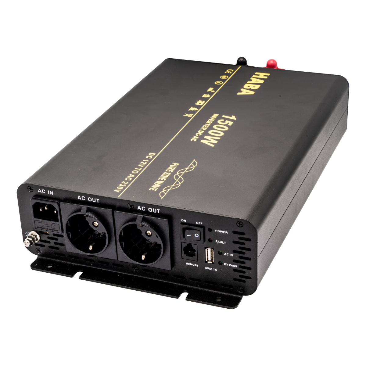 Pure sine wave omvormer camper en caravan - 1500w met ac-prioriteit