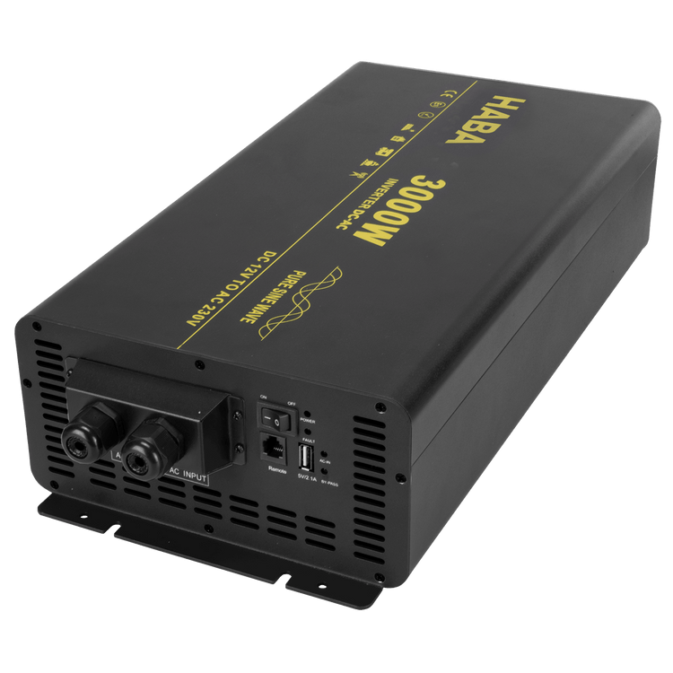 Pure sine wave omvormer 12v-230v - 3000w met ac-prioriteit