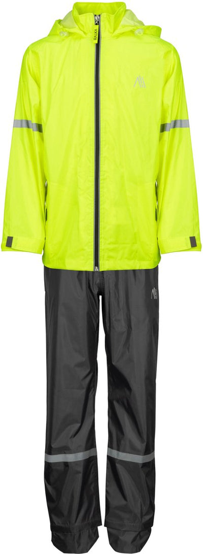 Ralka regenpak waterdicht ademend - junior -reflectie - fluorgeel - 164
