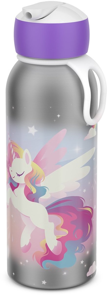 Mepal isoleerfles flip-up campus - 350 ml - 12 uur koud 4 uur warm - drinkfles met rietje voor kinderen - unicorn glow