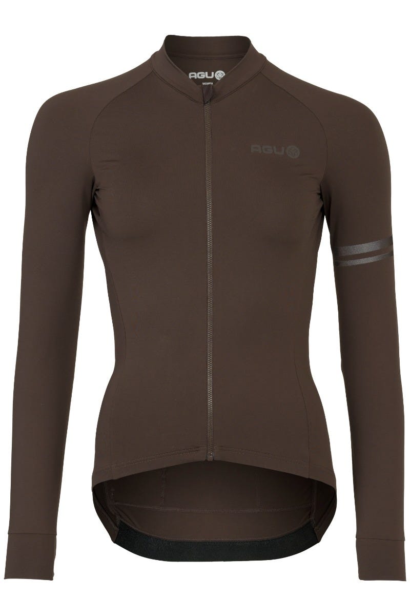 Solid fietsshirt lange mouwen performance peak brown heren