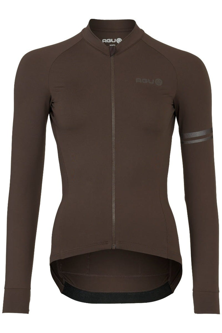 Solid fietsshirt lange mouwen performance peak brown heren
