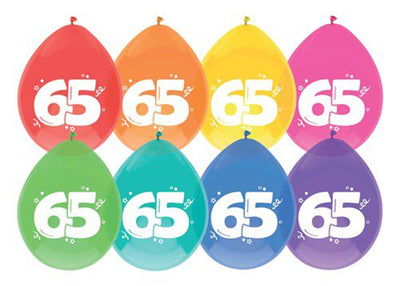 Haza ballonnen 65 jaar pak a 8 stuks