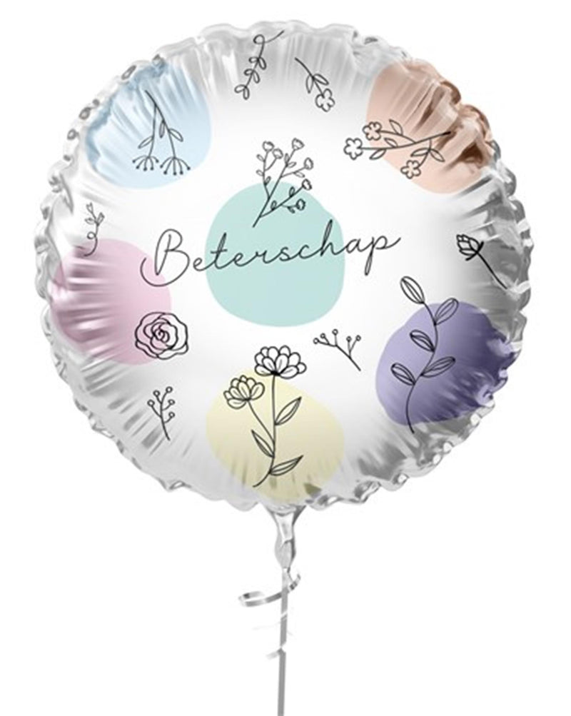 Haza folieballon bloemen beterschap ø45cm