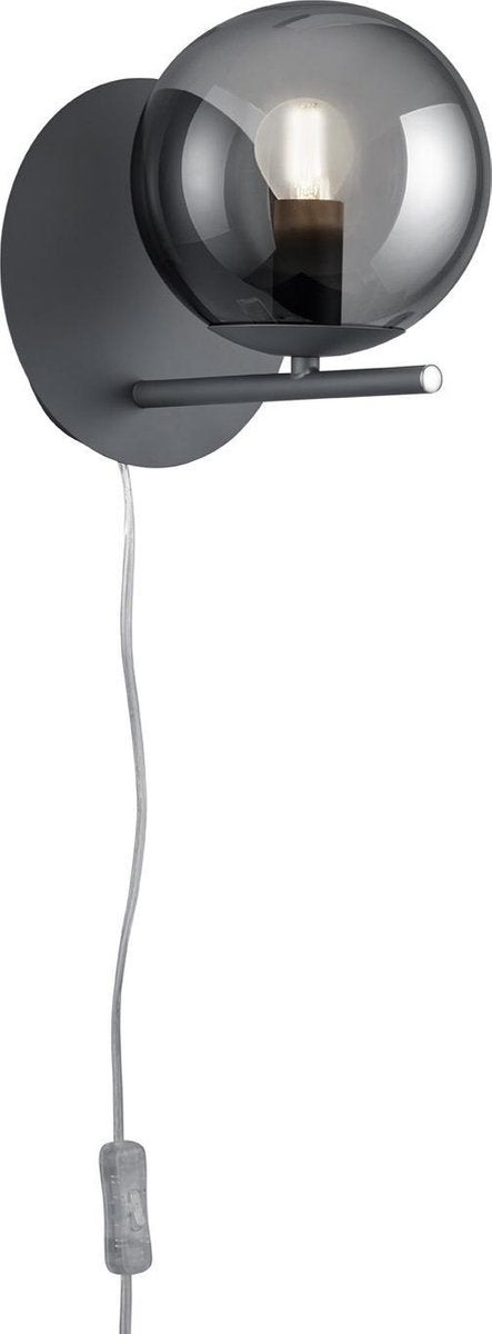 Trio pure - wand lamp - antraciet - excl. 1x e14 28w - rookkleurige glas