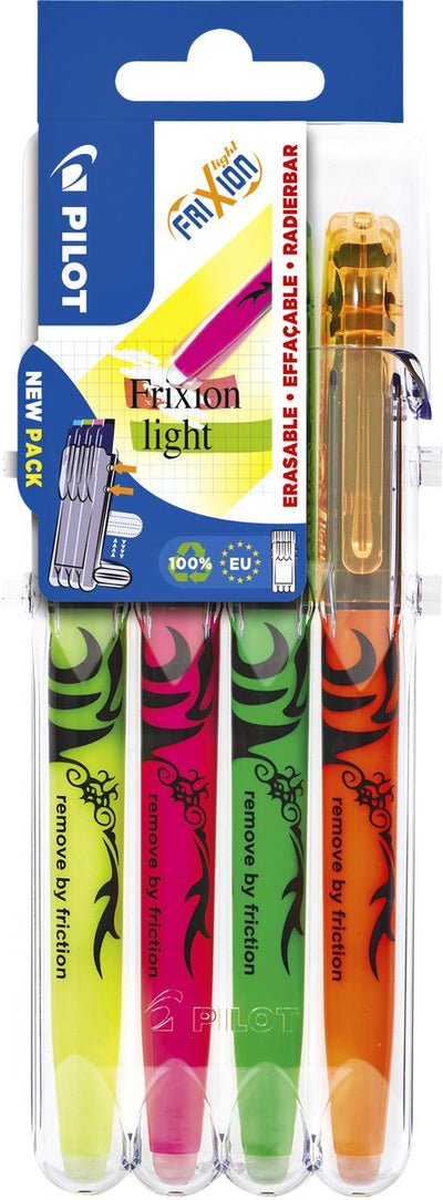 Pilot frixion - markeerstiften - groen, oranje, roze, geel - per 4 verpakt.