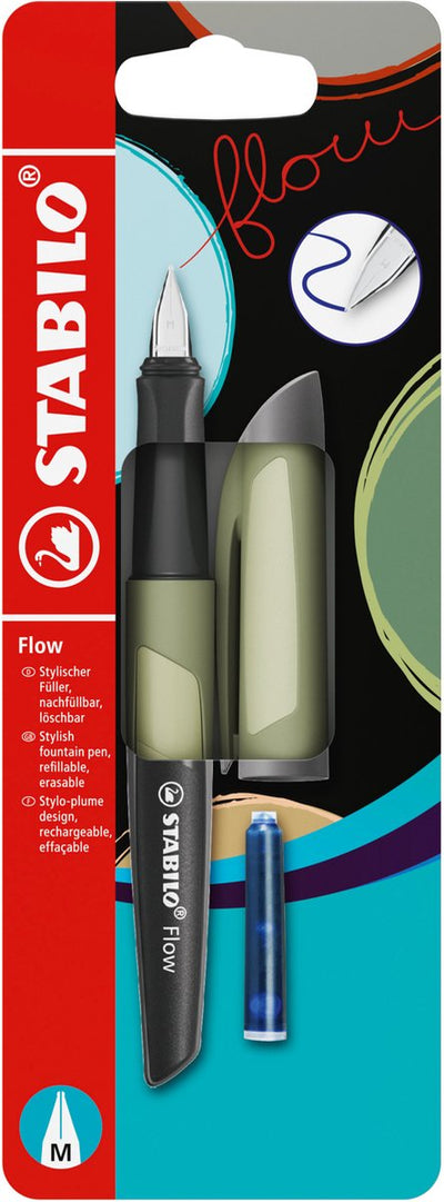 Stabilo flow - vulpen - monochrome - khaki + 1 inkt cartridge