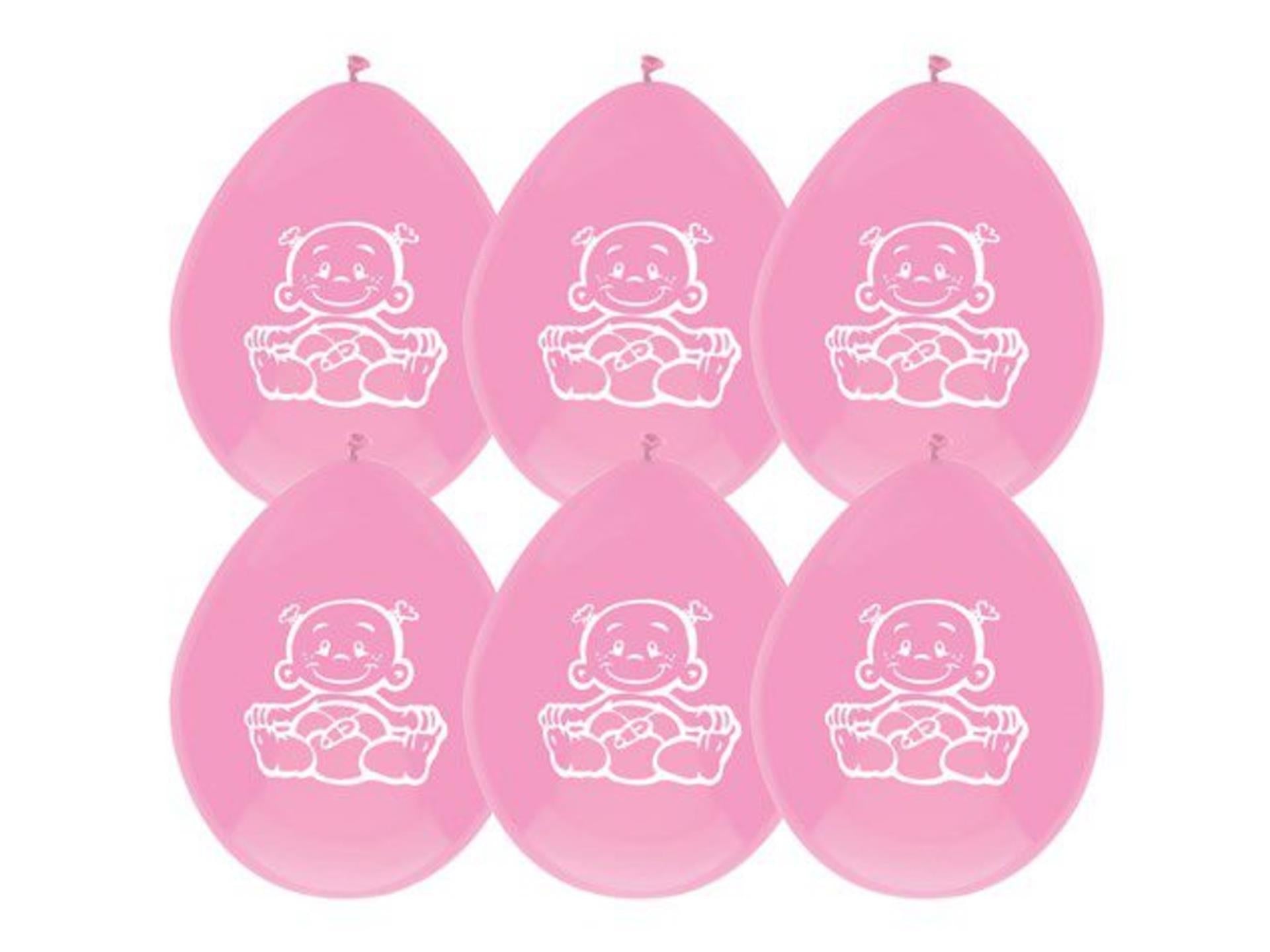 Haza ballonnen baby meisje roze 30cm 6stuks