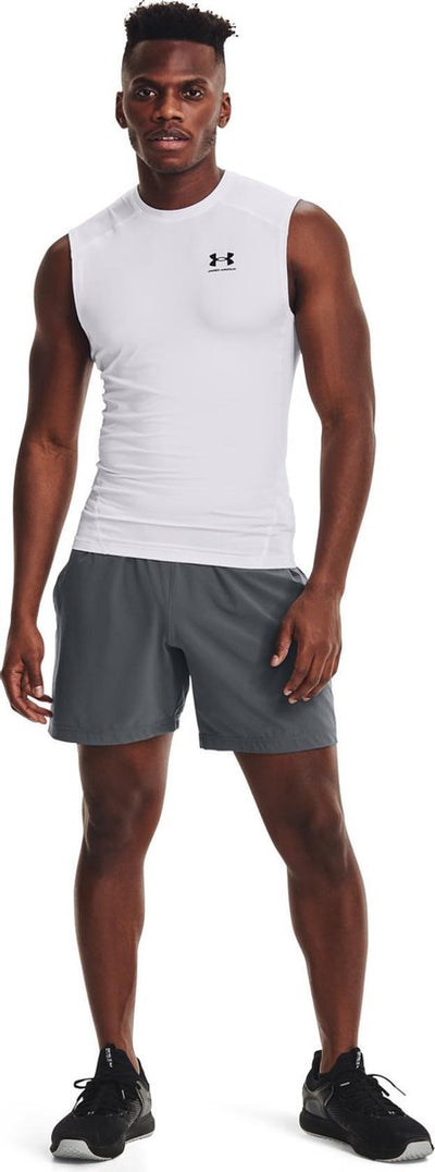 Under armour ua hg armour comp sl-wht heren sportshirt - wit - zwart