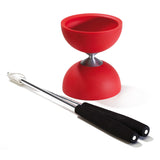 Eureka rubber diabolo met aluminium stokken - rood - afbeelding 1