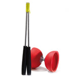 Eureka rubber diabolo met aluminium stokken - rood - afbeelding 2