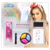 Boland make-up kit eenhoorn (sjabloon, stickervel met 14 edelstenen, vetschmink, glittergel en spons) - afbeelding 1