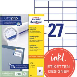 Etiketten avery quickpeel 2700 stuks wit