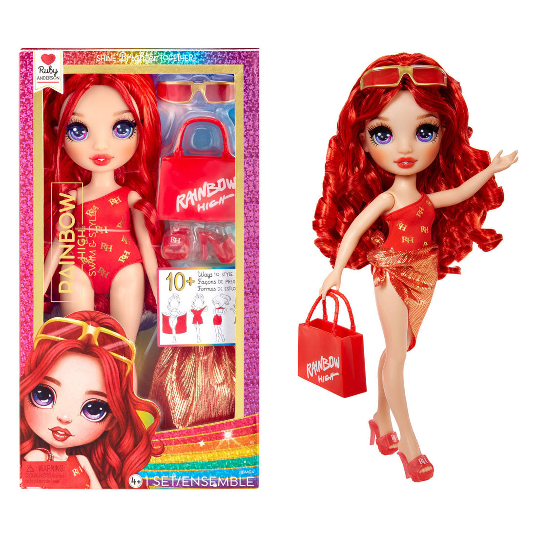 Mga rainbow high swim style modepop ruby (red)