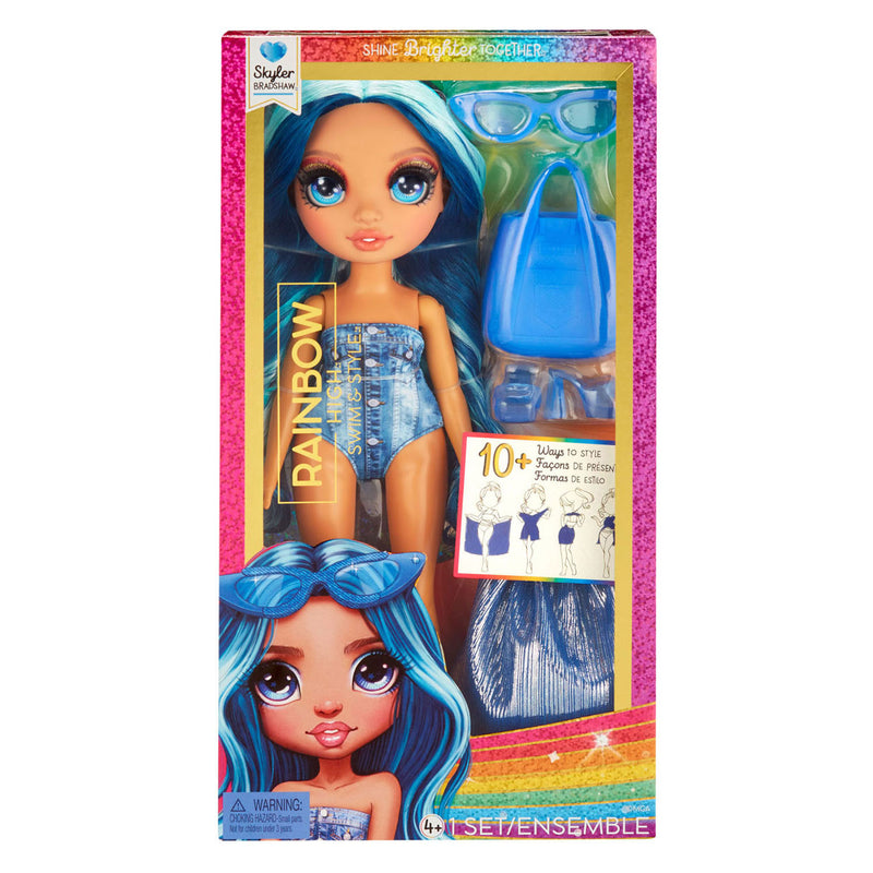 Rainbow high swim style-modepop - 28 cm - skyler (blauw)