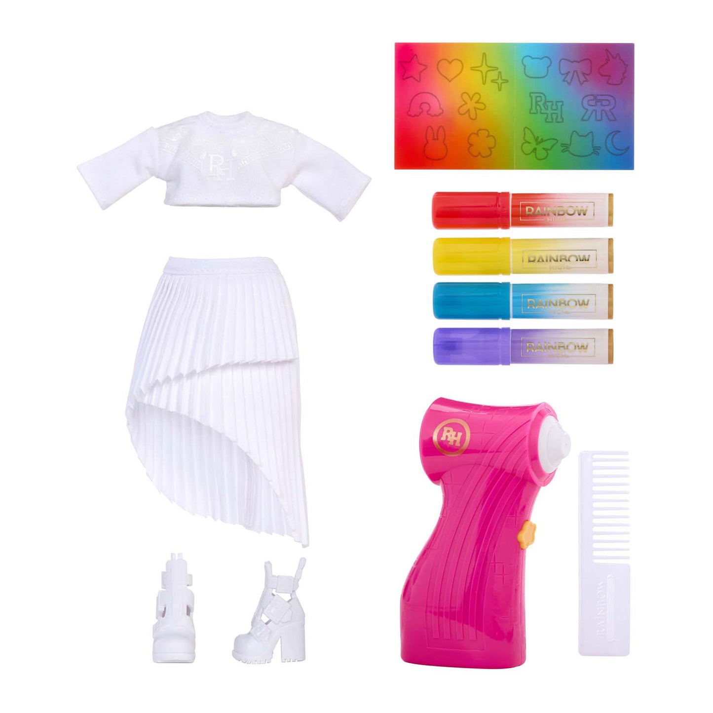Rainbow high air brush create-modepoppen - paarse ogen