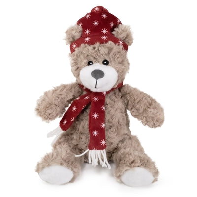Rosewood brie beer met muts en sjaal rood