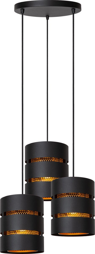Lucide rosas - hanglamp - ø 43 cm - 3xe27 - zwart