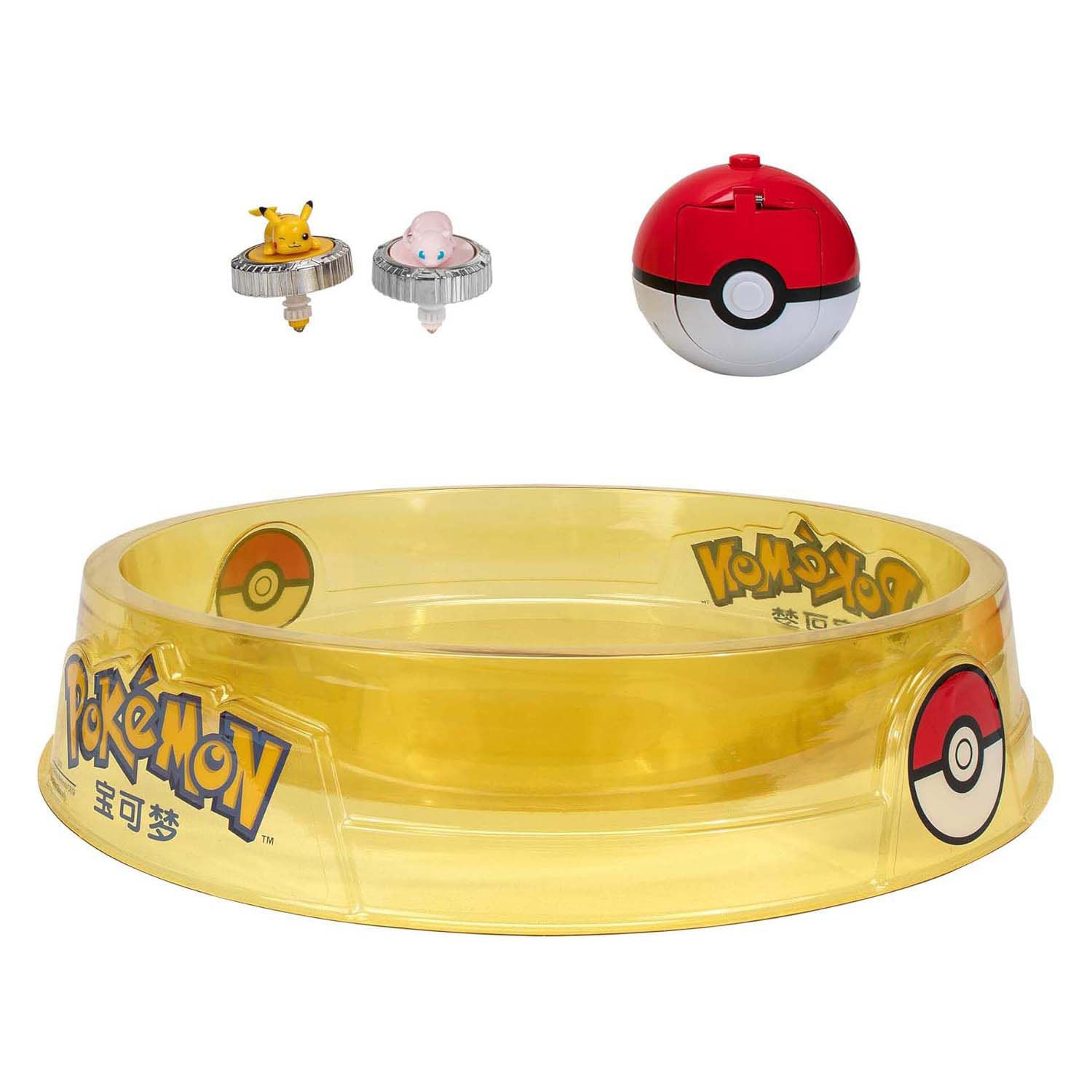 Jazwares pokémon battle spinners met stadion pikachu en mew speelset