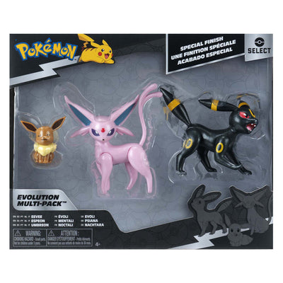 Jazwares pokémon evolution multipacks - eevee, umbreon espeon