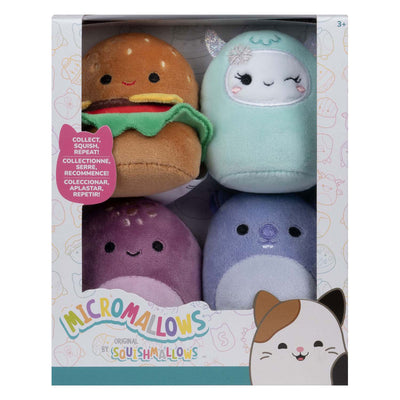 Squishmallows knuffel pluche micromallows - carl, yollie, javari, tudor, 4-pack