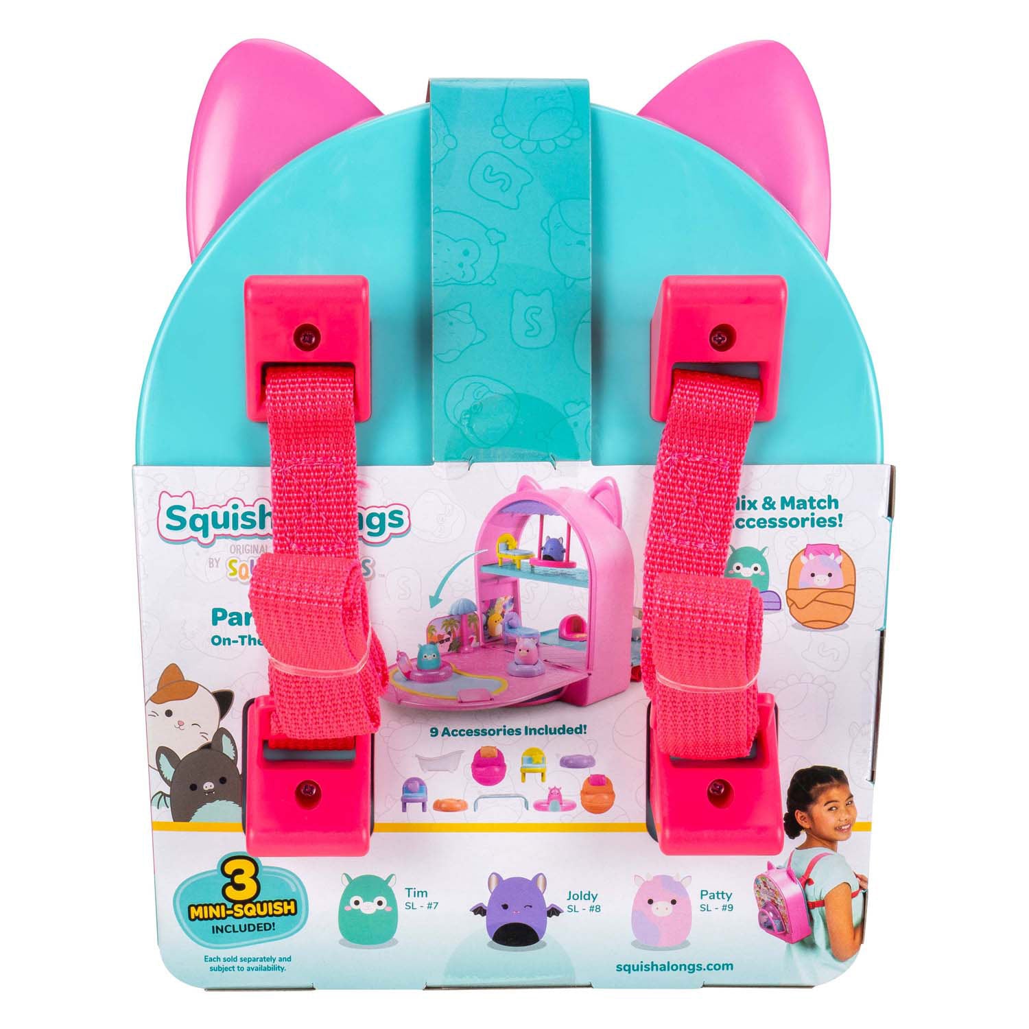 Squishmallows - squish-a-longs onderweg speelset feest