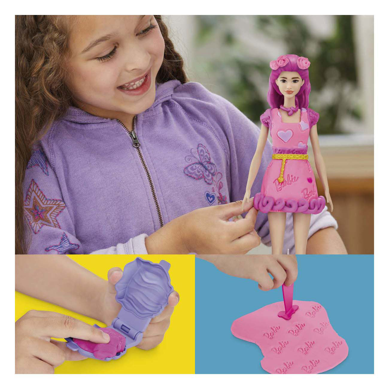 Play-doh barbie hartjes en haar - 2 kleipotjes