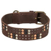 Trixie halsband hond rivet rustic vetleer donkerbruin