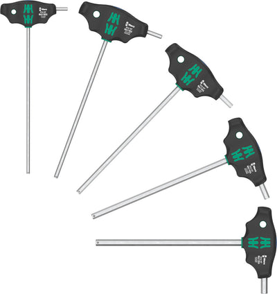 Wera 454 5 hf shk set 1 schroevendraaierset t-greep-schroevendraaier hex-plus met vasthoudfunctie (zwart groen, 5‑delig)