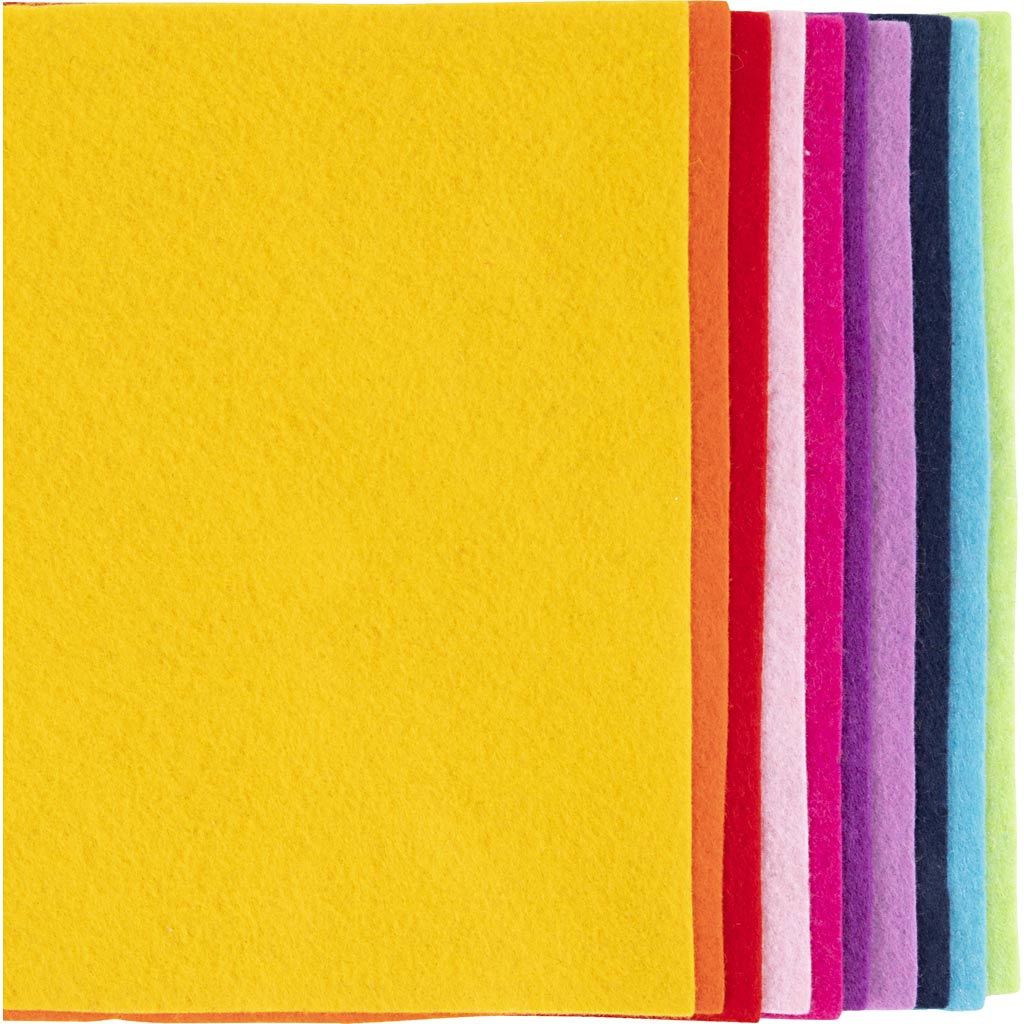 Creativ company hobbyvilt a4 dikte 2mm kleurrijk - 10st.
