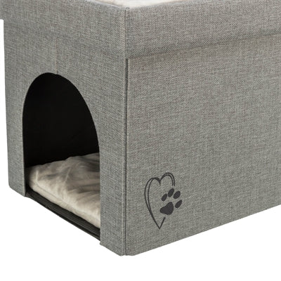 Trixie kattenmand kattenhuis kimy soft 2 verdiepingen lichtgrijs