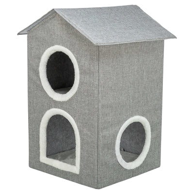 Trixie kattenmand kattenhuis nora soft 2 verdriepingen lichtgrijs